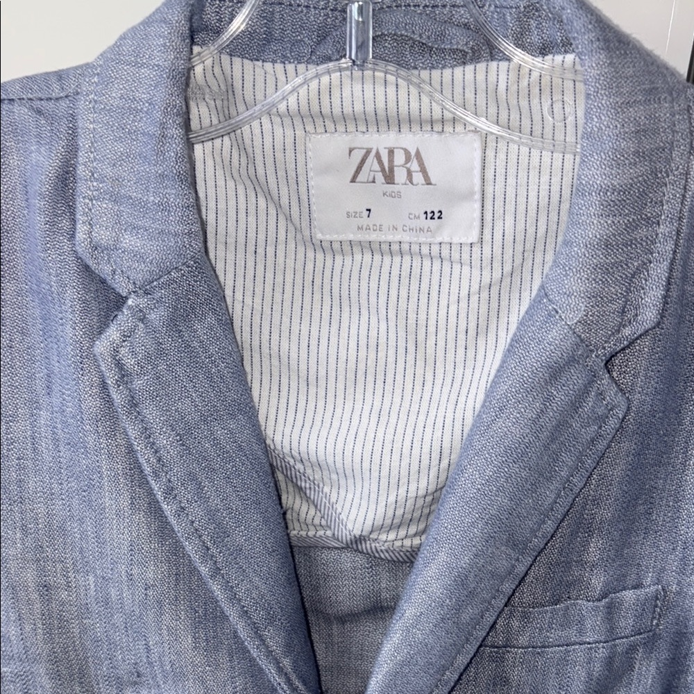 Zara kids blue cotton blazer size 7 - Picture 3 of 5